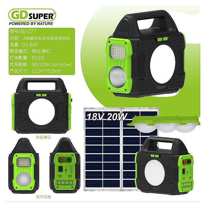 HNE-036 - LÁMPARA RECARGABLE SOLAR CON PANEL (6/1)