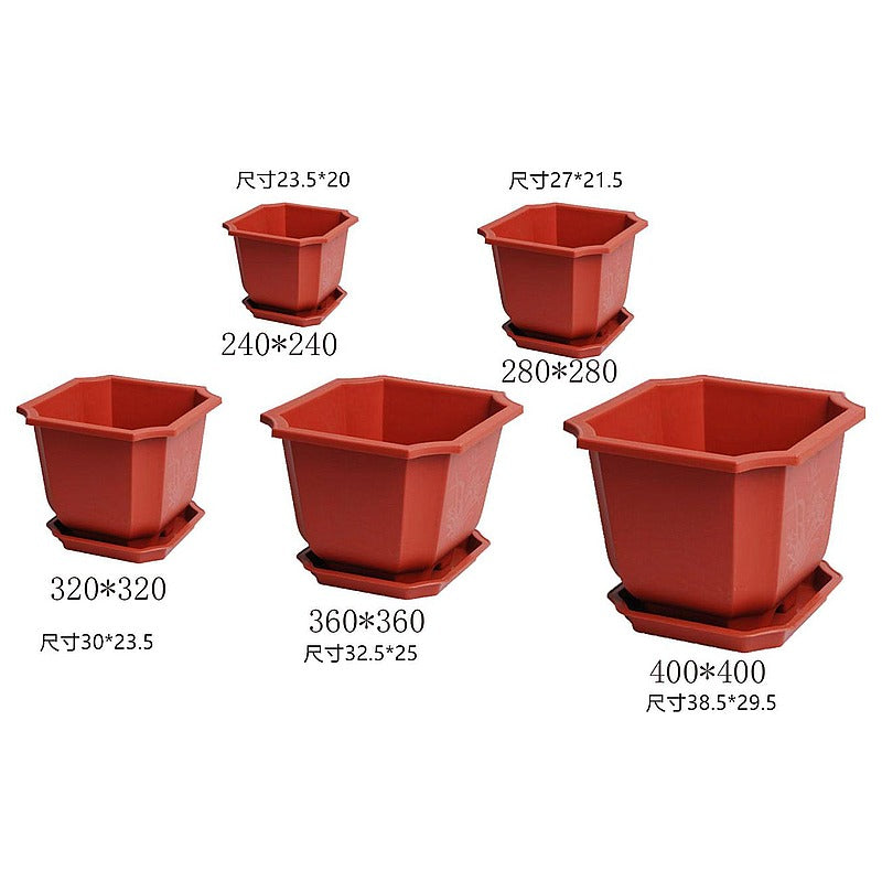 HG-BFP2 - MACETA HEXAGONAL DE PLÁSTICO ROJO (40/1)