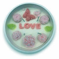 MJ13-025 - VELA DECORATIVA CON FLORES Y TEXTO (24/1)