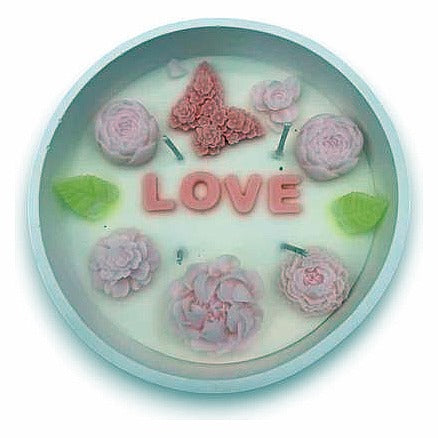 MJ13-025 - VELA DECORATIVA CON FLORES Y TEXTO (24/1)