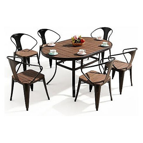 HF-MTC7 - JUEGO DE COMEDOR METAL Y MADERA PARA 6 PERSONAS (1/1)