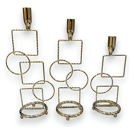 GY32030 - SET DE 3 CANDELABROS METALICOS DECORATIVOS (12/1)