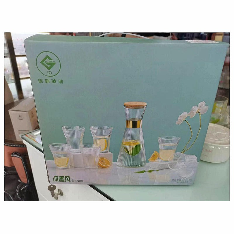 HG- KRG37 - JUEGO DE SIETE VASOS ESTILO, TRANSPARENTES. (12/1)