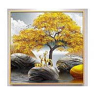 HG-DP35 - CUADRO ÁRBOL Y CIERVOS 80X80 CM (2200/1)