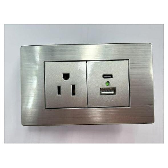 EL-UP1 - TOMACORRIENTE AMERICANO CON USB Y TIPO C (269/1)