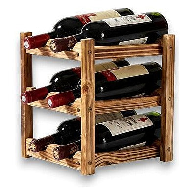 JJ53-049 - BOTELLERO DE 3 NIVELES, CON CAPACIDAD PARA 6 BOTELLAS, DE MADERA CARBONIZADA. BOTELLERO DE 3 NIVELES, CON CAPACIDAD PARA 12 BOTELLAS (10/1)