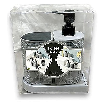 JJ53-090 - SET DE BAÑO GRIS 4 PIEZAS (48/1)