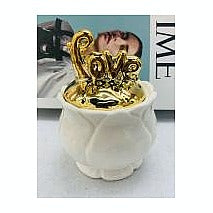 Y-AC2-82 - FIGURA DECORATIVA DE CERÁMICA BLANCA Y DORADA (72/1)
