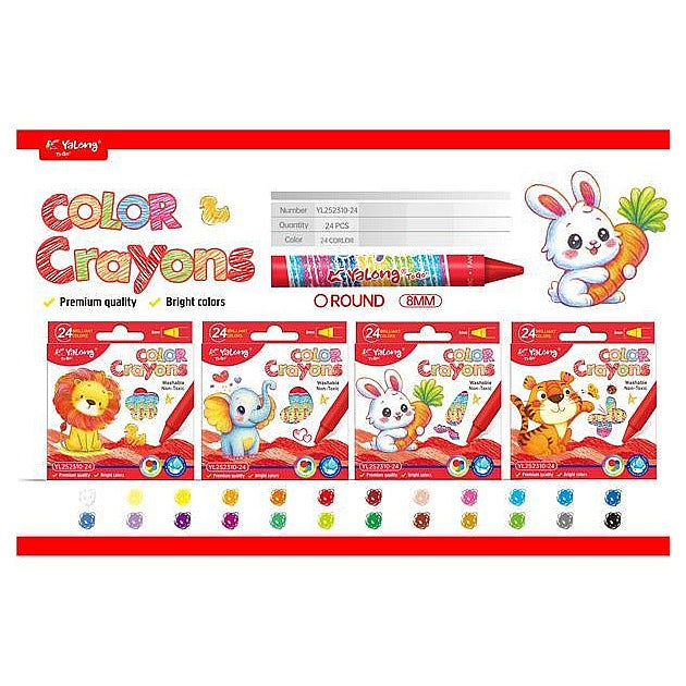 YL252310-24 0.8圆杆蜡笔 - CRAYONES DE COLORES 24 PIEZAS (144/1)