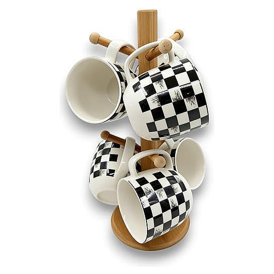 H-JLC05 - SET DE TAZAS CON SOPORTE DE MADERA (6/1)
