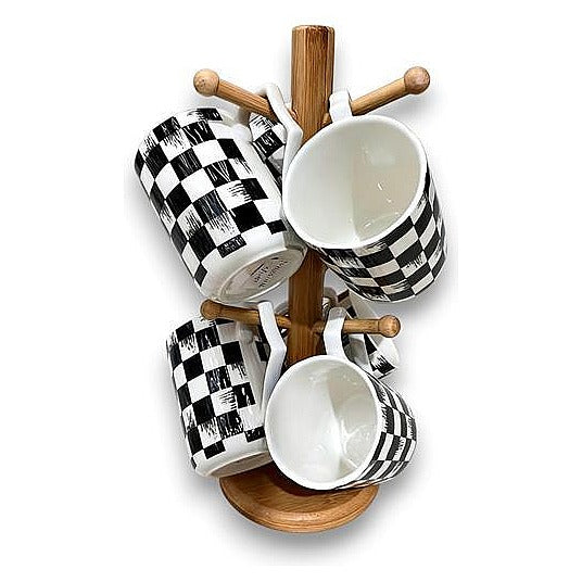 H-JLC06 - SET DE TAZAS CON SOPORTE DE MADERA (6/1)