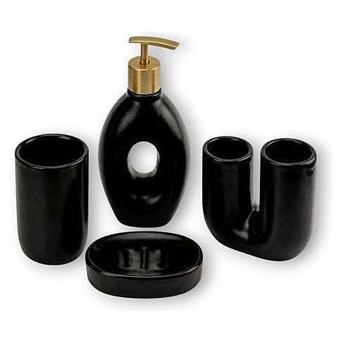 JJ54305 - SET DE ACCESORIOS DE BAÑO NEGRO (24/1)