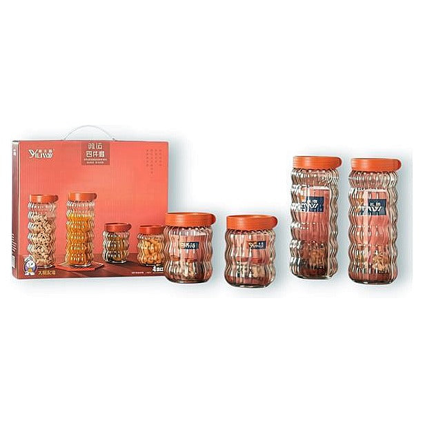 HG-KRG157 - SET DE FRASCOS DE VIDRIO CON TAPA (12/1)