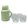 HG-KRG155 - TERMO VERDE CON VASOS DE CRISTAL (12/1)