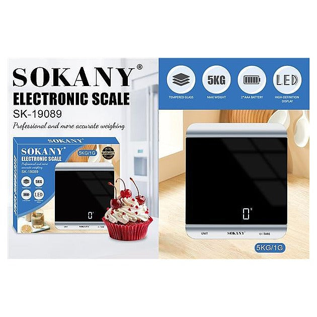 SK-19089 - BALANZA ELECTRÓNICA DE VIDRIO 5KG (12/1)