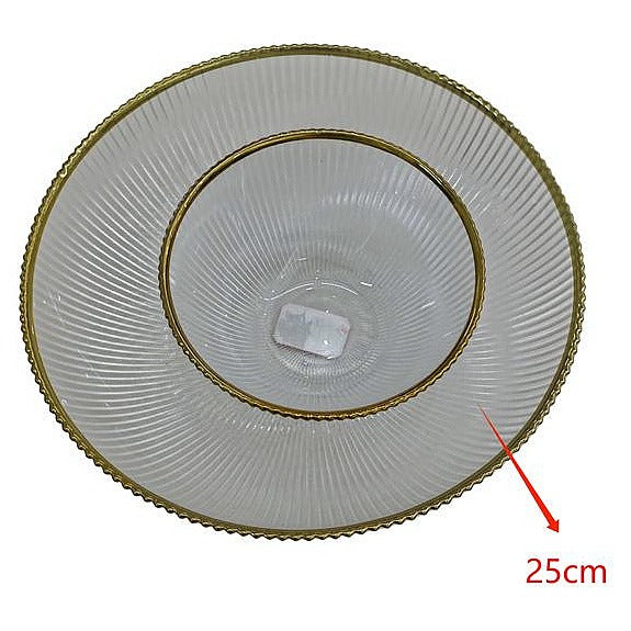 H-HBP36 - PLATO DE VIDRIO CON BORDE DORADO 25 CM (12/1)