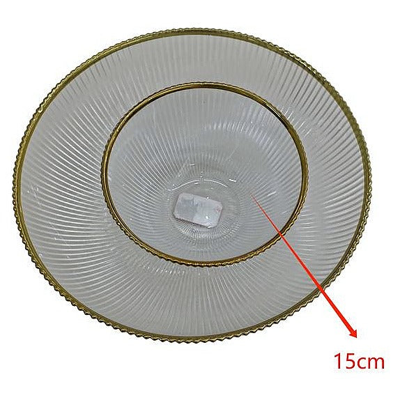 H-HBP37 - PLATO DE VIDRIO CON BORDE DORADO 15 CM (24/1)