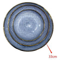 H-HBP29 - PLATO REDONDO AZUL CON BORDE DORADO 33CM (12/1)