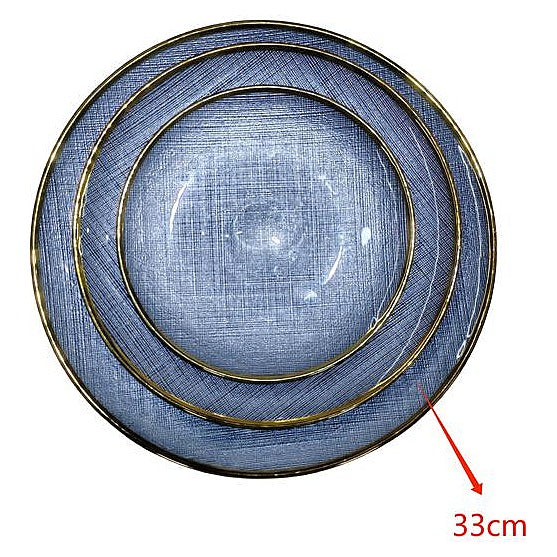 H-HBP29 - PLATO REDONDO AZUL CON BORDE DORADO 33CM (12/1)