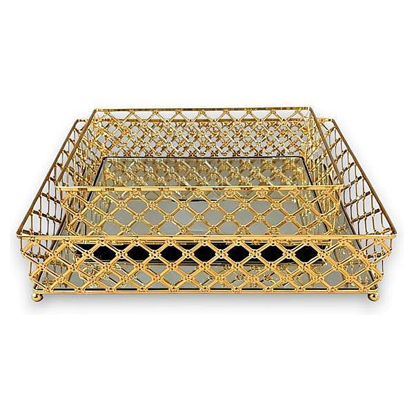 GY32416 - BANDEJA DECORATIVA DE METAL DORADO (6/1)