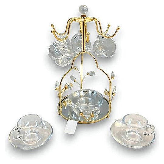 GY32577 - SET DE TAZAS DE VIDRIO CON SOPORTE (6/1)