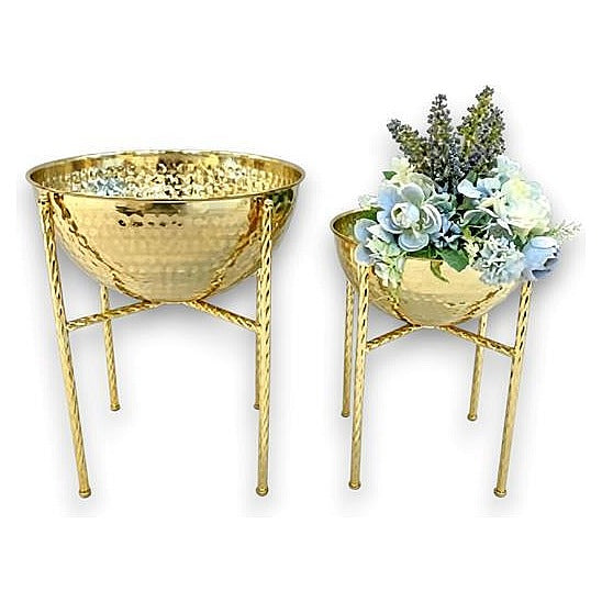 GY32594 - MACETEROS DORADOS CON SOPORTE (12/1)