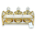 GY32415 - SET DE FRASCOS CON TAPA DORADA Y SOPORTE (12/1)