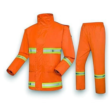JJ54087 - TRAJE IMPERMEABLE NARANJA CON REFLECTORES (25/1)