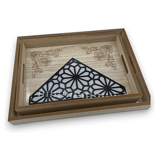 JJ53817 - SET DE BANDEJAS DECORATIVAS DE MADERA (12/1)