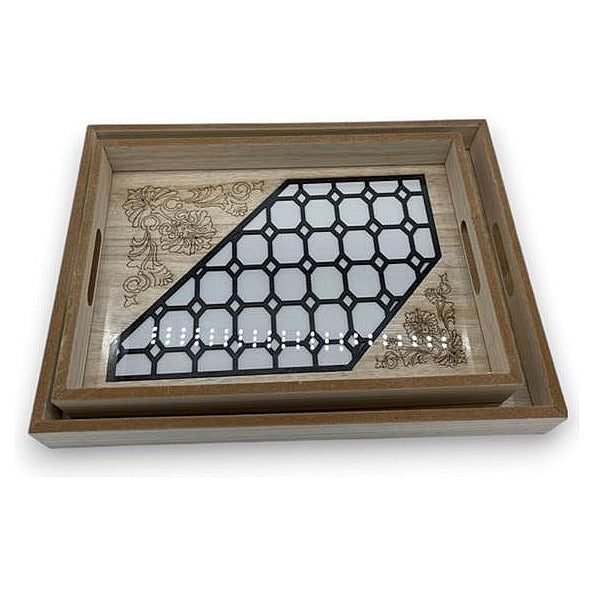 JJ53818 - JUEGO DE BANDEJAS DECORATIVAS DE MADERA (12/1)