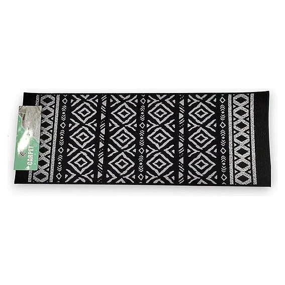 JJ53-158 - ALFOMBRA NEGRA CON DISEÑO GEOMÉTRICO 45*120 (30/1)