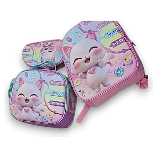 JJ57018 - SET DE MOCHILAS INFANTILES CON DISEÑO DE GATO (100/1)