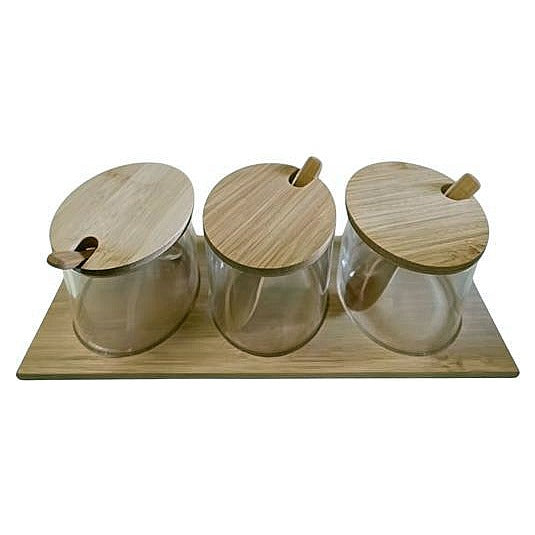 JJ54003 - SET DE FRASCOS CON TAPA DE BAMBÚ (40/1)