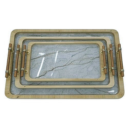 JJ53995 - JUEGO DE BANDEJAS RECTANGULARES CON MÁRMOL (10/1)