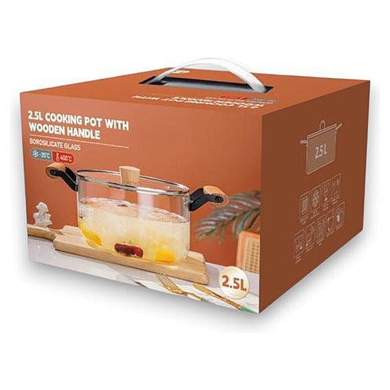 JJ53983 - OLLA DE VIDRIO 2.5L CON ASAS DE MADERA (16/1)