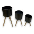 YD-IFS16 - SET DE MACETAS METÁLICAS CON PATAS DE MADERA (12/1)