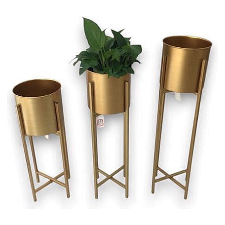 YD-IFS4 - CONJUNTO DE MACETAS DORADAS CON SOPORTE (8/1)