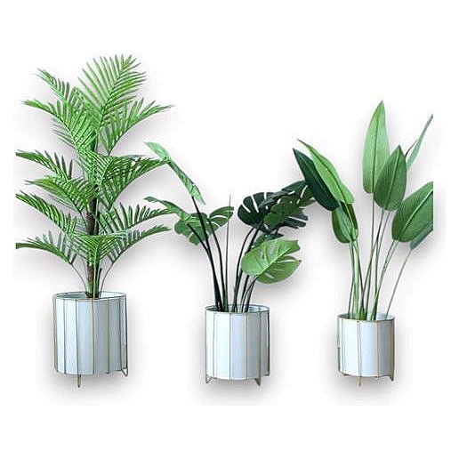 YD-IFS17 - MACETEROS BLANCOS CON PLANTAS ARTIFICIALES (10/1)