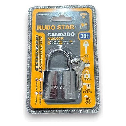 HS-LS24 - CANDADO DE ACERO PLATEADO 38MM (96/1)