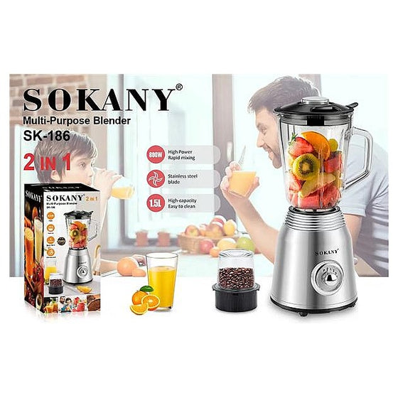 SK-186 - LICUADORA 2 EN 1 DE 1500 ML Y 800W (6/1)