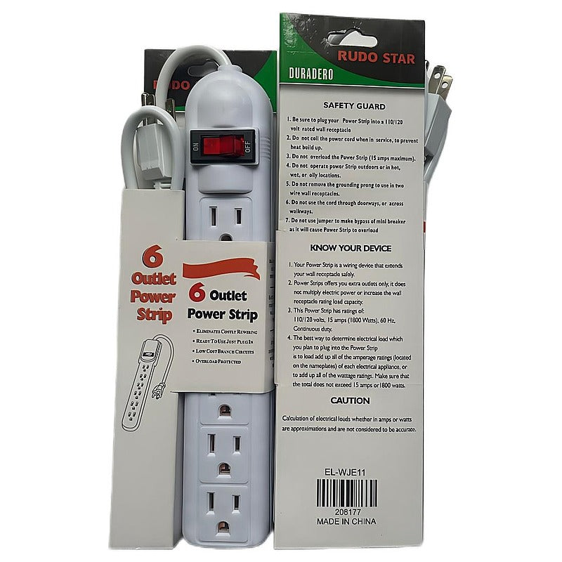 EL-WJE11 - REGLETA ELÉCTRICA DE 6 TOMAS CON INTERRUPTOR (60/1)