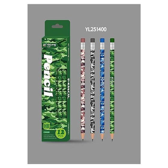 YL251400 - LÁPICES HB CON DISEÑO CAMUFLAJE 12 PIEZAS (240/1)