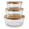 JJ54826 - SET DE RECIPIENTES DE VIDRIO CON TAPA DE BAMBÚ (24/1)