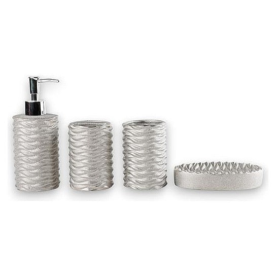 JJ53900 - SET DE ACCESORIOS DE BAÑO PLATEADOS (12/1)