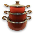 16434-266 - SET DE OLLAS ROJAS CON TAPA DE VIDRIO (4/1)