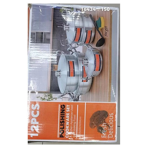 16434- 150 - JUEGO DE OLLAS DE ALUMINIO 12 PIEZAS (4/1)
