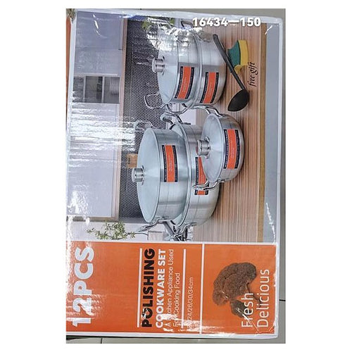 16434- 150 - JUEGO DE OLLAS DE ALUMINIO 12 PIEZAS (4/1)