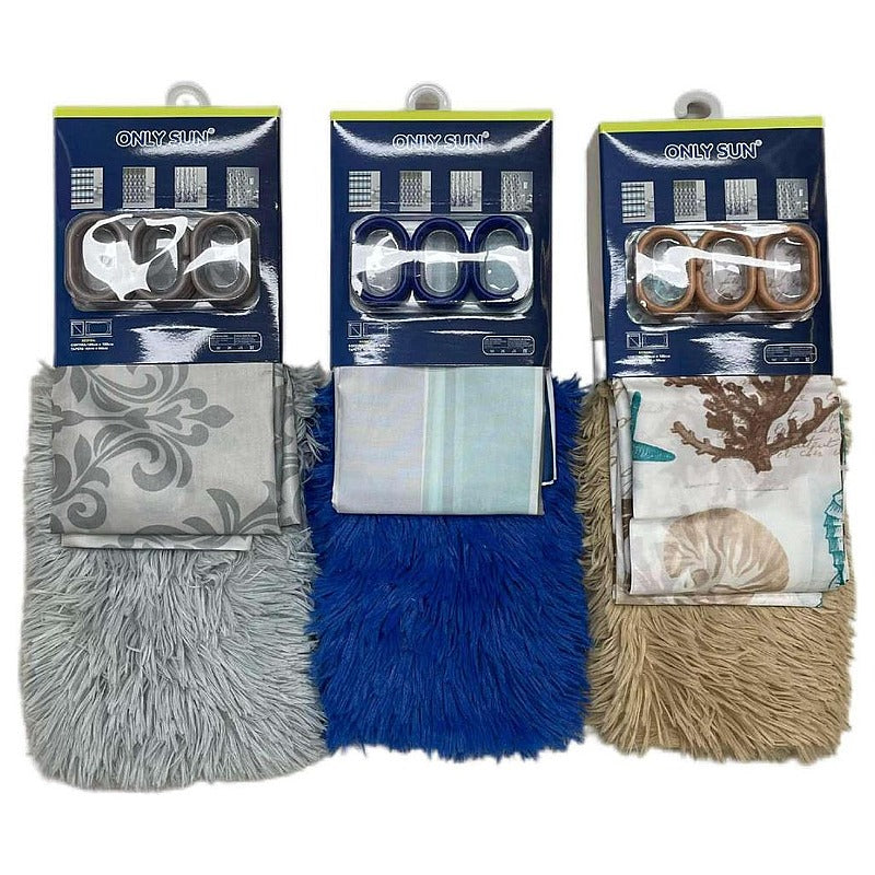HG-XTY43 - SET DE CORTINA PARA BAÑO CON ALFOMBRA (24/1)