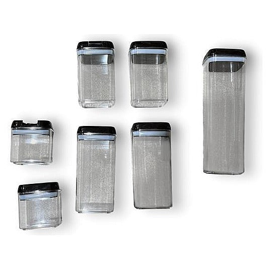 HG-CY087 - SET DE RECIPIENTES TRANSPARENTES CON TAPA NEGRA (5/1)