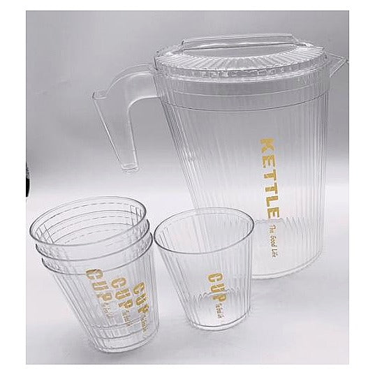 CHY0G9-3 - JARRA CON 4 VASOS DE PLÁSTICO TRANSPARENTE (36/1)